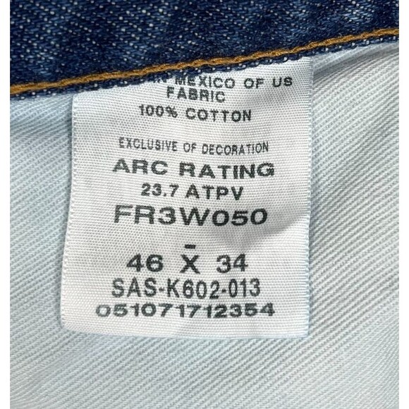 Wrangler Riggs FR Jeans Men’s 46x34 Cat 2 2112 Flame Resistant Blue High Vis - Picture 6 of 11